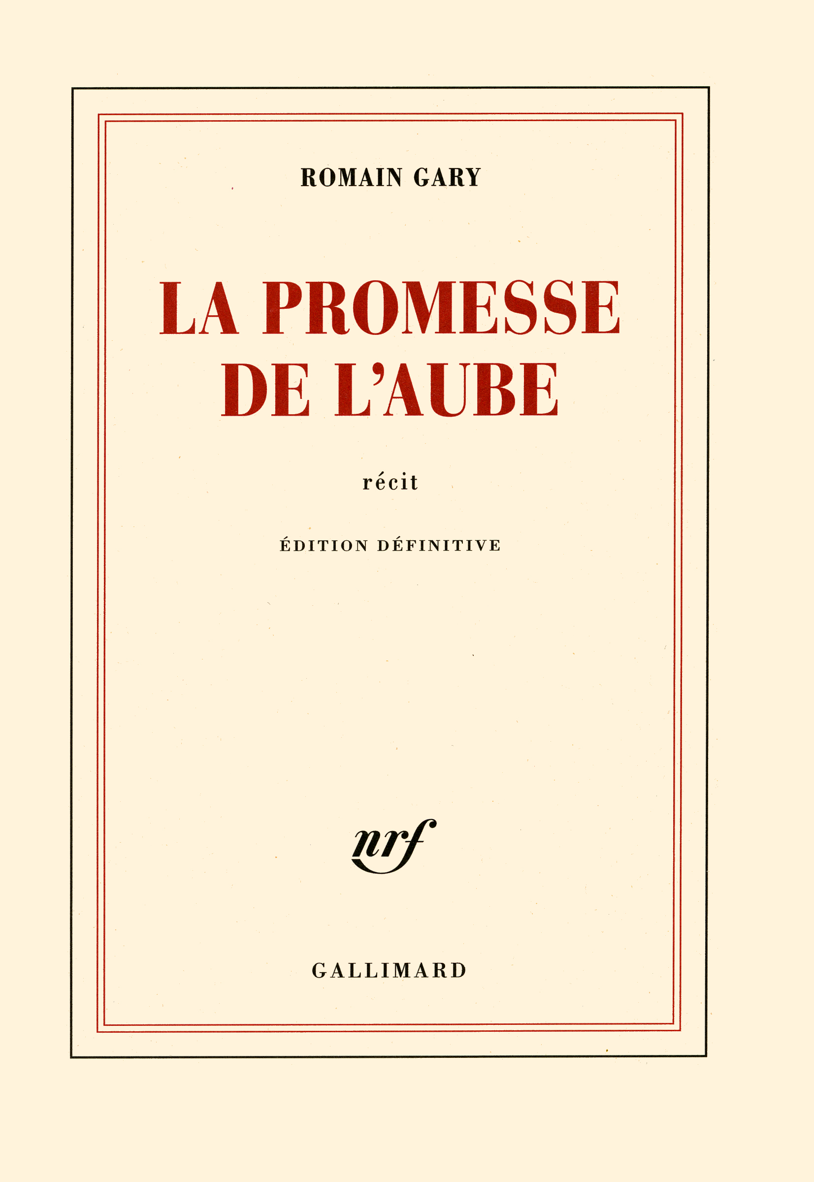 Couverture — La Promesse de l’aube (Romain Gary)